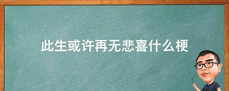 此生或许再无悲喜什么梗（此生可能再无悲喜）