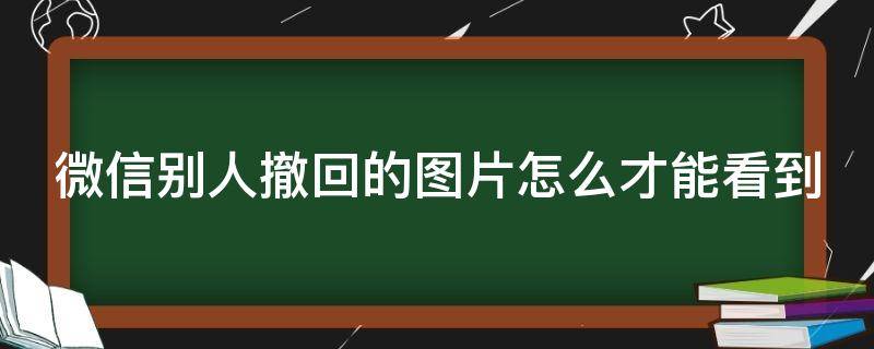 微信别人撤回的图片怎么才能看到 微信别人撤回的图片怎么才能看到苹果