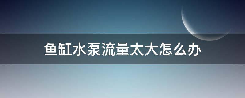 鱼缸水泵流量太大怎么办 鱼缸水泵出水量太大怎么办