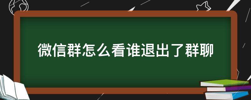 微信群怎么看谁退出了群聊（微信如何查看谁退出群聊）