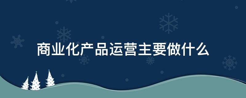 商业化产品运营主要做什么 什么是商业产品运营