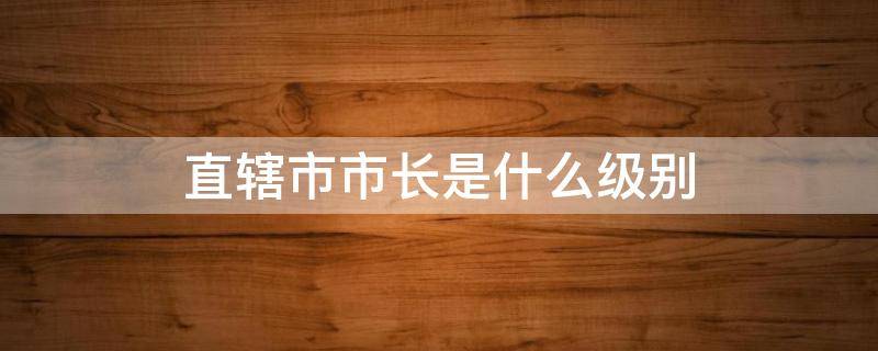 直辖市市长是什么级别 四大直辖市市长是什么级别