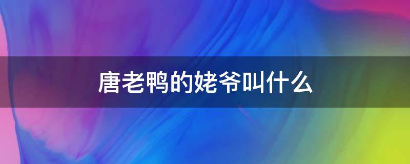 唐老鸭的姥爷叫什么 唐老鸭的爷爷叫什么