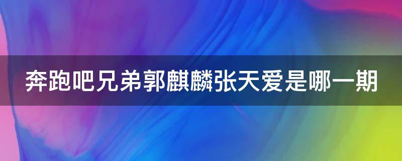 奔跑吧兄弟郭麒麟张天爱是哪一期（奔跑吧郭麒麟张天爱是第几期）