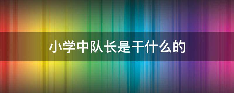小学中队长是干什么的 二年级小学中队长是干什么的