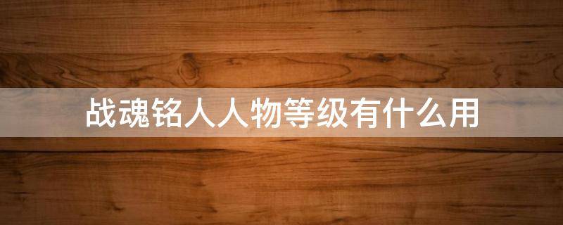 战魂铭人人物等级有什么用（战魂铭人怎么看等级）