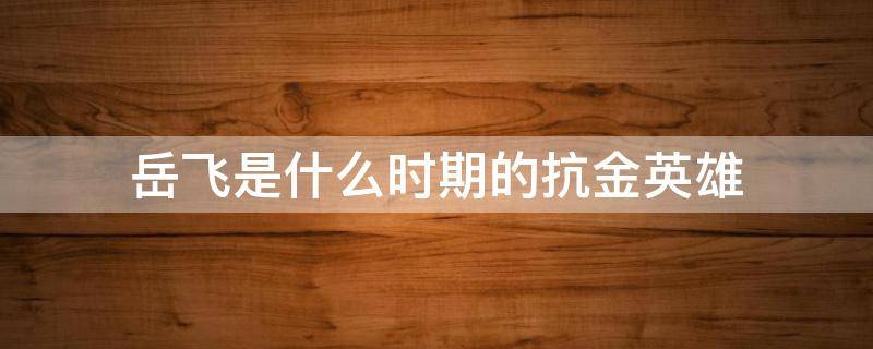 岳飞是什么时期的抗金英雄（岳飞是什么时候的抗金名将）
