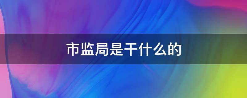 市监局是干什么的 市监察局是干什么的