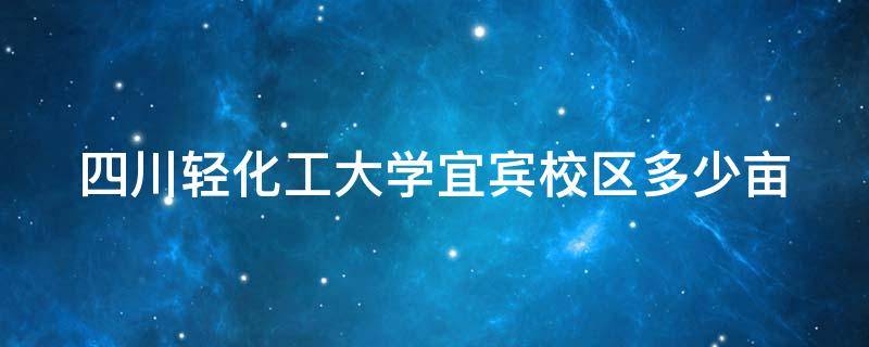 四川轻化工大学宜宾校区多少亩（四川轻化工大学宜宾校区多大）