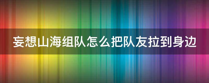 妄想山海组队怎么把队友拉到身边 妄想山海组队怎么把人拉到旁边