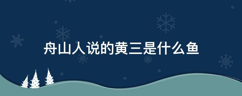 舟山人说的黄三是什么鱼 舟山黄鱼是海鱼吗