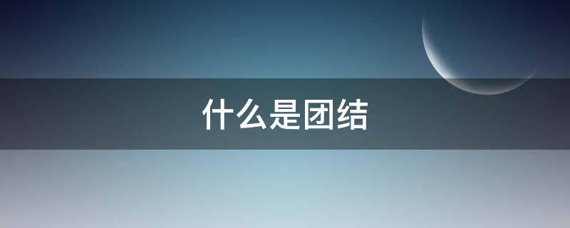 什么是团结（什么是团结作文）