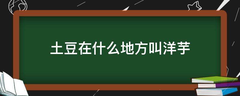 土豆在什么地方叫洋芋 土豆在哪里叫洋芋