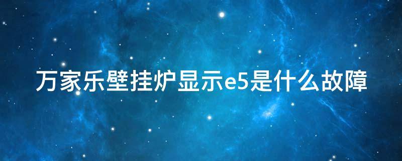 万家乐壁挂炉显示e5是什么故障（万家乐壁挂炉e5是什么故障代码）