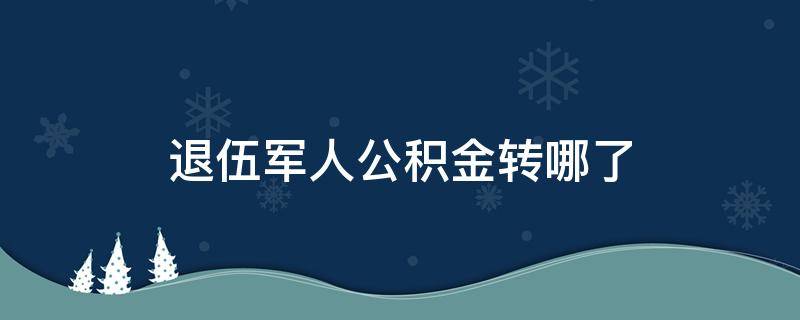 退伍军人公积金转哪了（当兵期间的公积金退伍后转到地方吗）