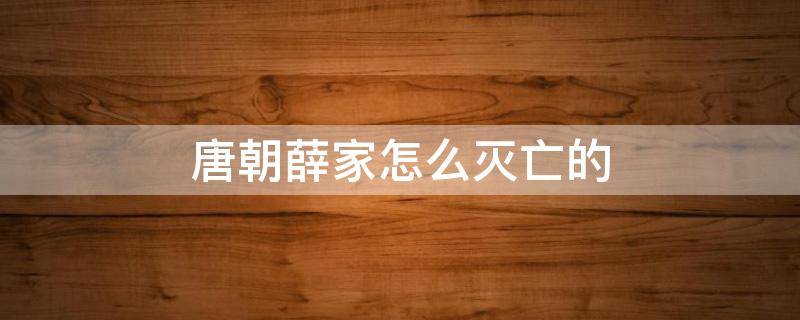 唐朝薛家怎么灭亡的 唐朝薛家怎么被灭门的