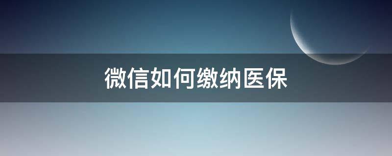 微信如何缴纳医保 微信如何缴纳医保卡