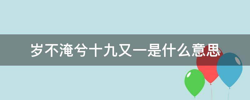 岁不淹兮十九又一是什么意思（岁不淹兮十四又一）