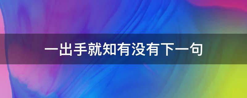 一出手就知有没有下一句（行家一出手就知有没有下一句）