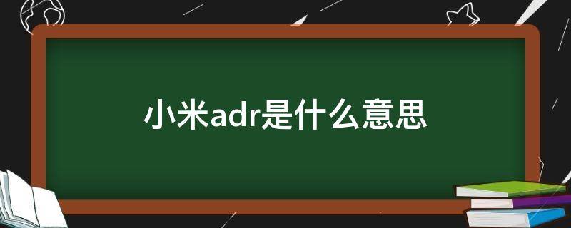 小米adr是什么意思（小米ADR什么意思）