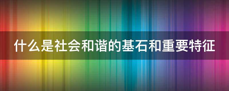 什么是社会和谐的基石和重要特征 什么是社会和谐的基石和重要特征诚信