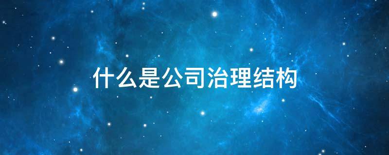 什么是公司治理结构（什么是公司治理结构?其目标是要解决什么问题）