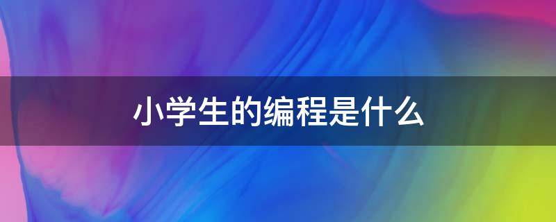 小学生的编程是什么 小学生编程