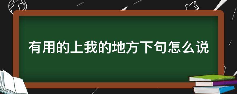 有用的上我的地方下句怎么说 有用得上我的地方下句怎么说