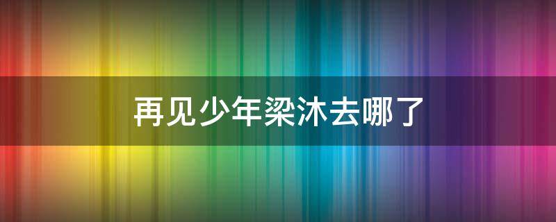 再见少年梁沐去哪了 再见吧少年里梁沐去哪了