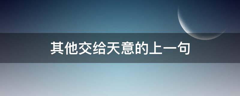 其他交给天意的上一句（留给天意前面一句）