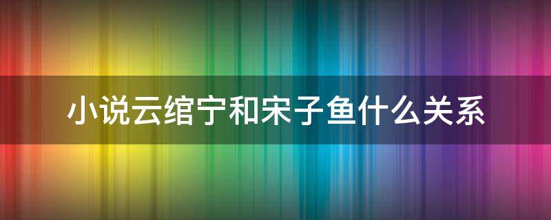 小说云绾宁和宋子鱼什么关系（云绾宁墨晔里的宋子鱼结局）