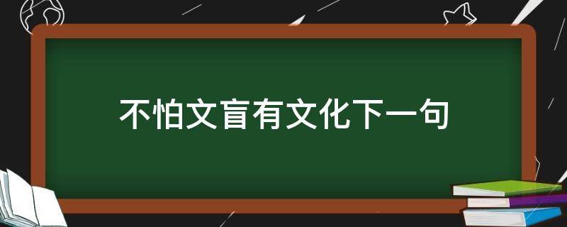 不怕文盲有文化下一句（文盲不是没文化下一句是什么）