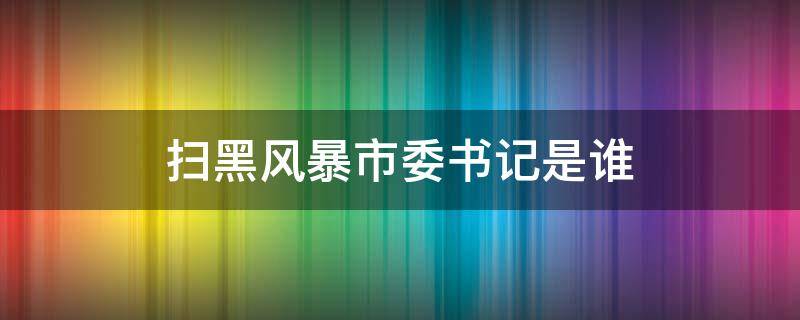 扫黑风暴市委书记是谁（扫黑风暴当时的市委副书记是谁）