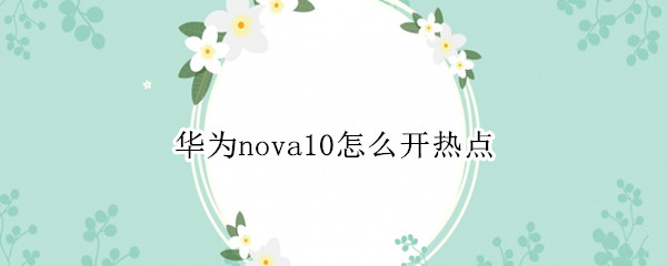 华为nova10怎么开热点（华为nova手机怎么开热点）