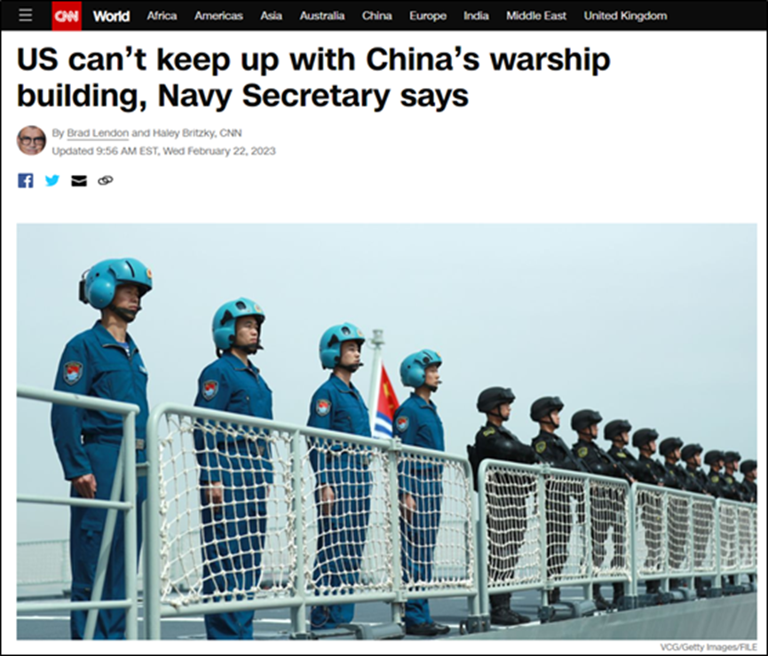 美海军部长宣称中国 美国海军部长相当于中国的什么