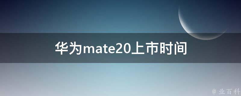 华为mate20上市时间（华为p20pro上市时间和价格）