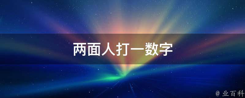 两面人打一数字 两面人打数字几