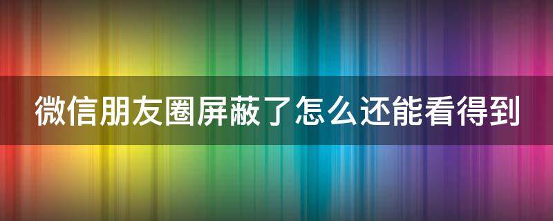 微信朋友圈屏蔽了怎么还能看得到（微信朋友圈屏蔽了怎么还能看得到点赞）