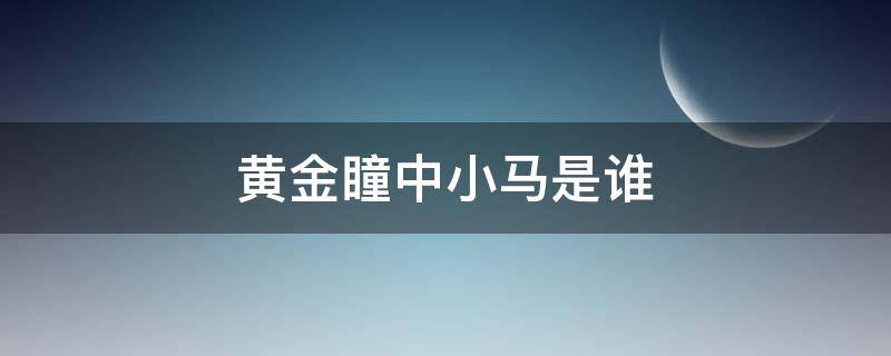 黄金瞳中小马是谁（黄金瞳中小马是德叔吗）