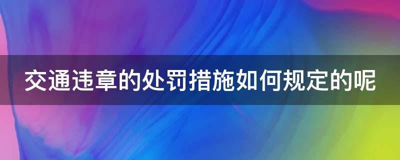 交通违章的处罚措施如何规定的呢 交通违章处罚原则